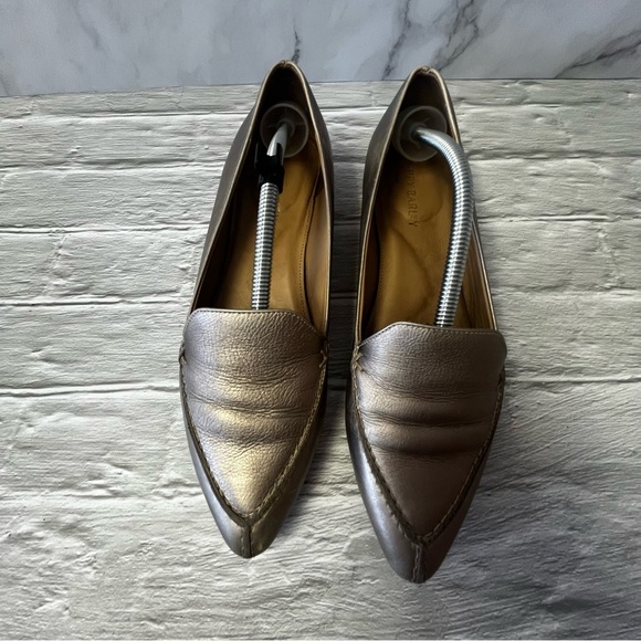 Poppy Barley Gold Metallic Leather Loafer Slides - Picture 3 of 16